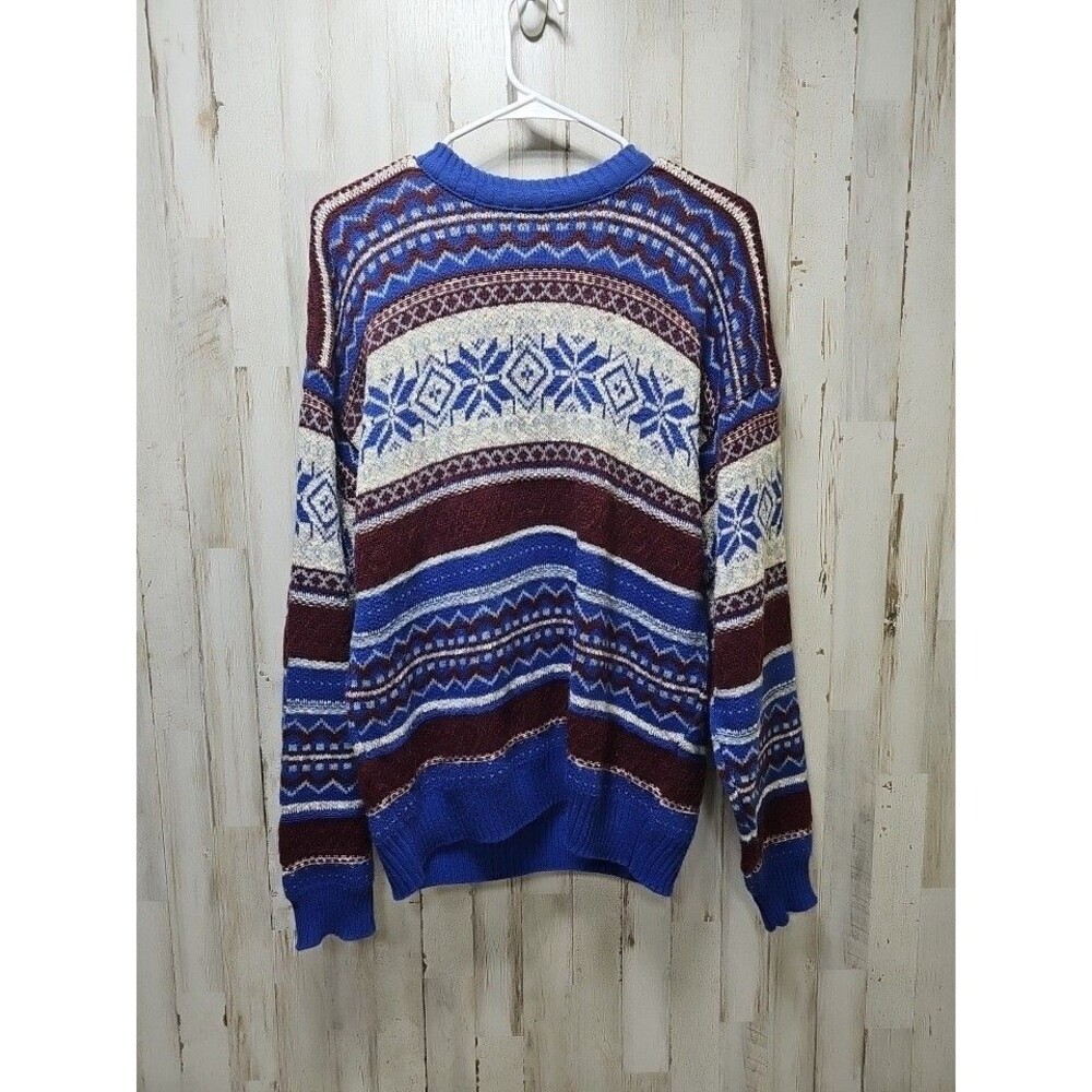 Vintage Colore Italia Sweater Mens Holiday Blue burgundy Made in Italy Sz M